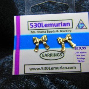 Gold Bow Christmas Festive Stud Earrings